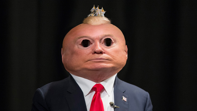 Illustration for article titled We Don’t Know How To Take Down These Photoshops Of Bald Donald Trump, So We’ve Stretched His Face Out All Wide So Nobody Can Recognize It’s Him